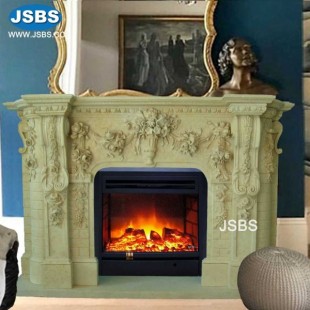 Light Green Fireplace whit Flower, Light Green Fireplace whit Flower